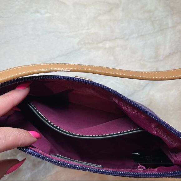 Etienne Aigner Purple and Tan Shoulder Bag - Picture 7 of 9
